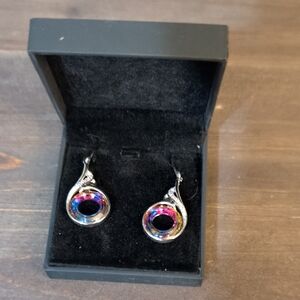 Elegant Silver and Multicolor Drop Earrings